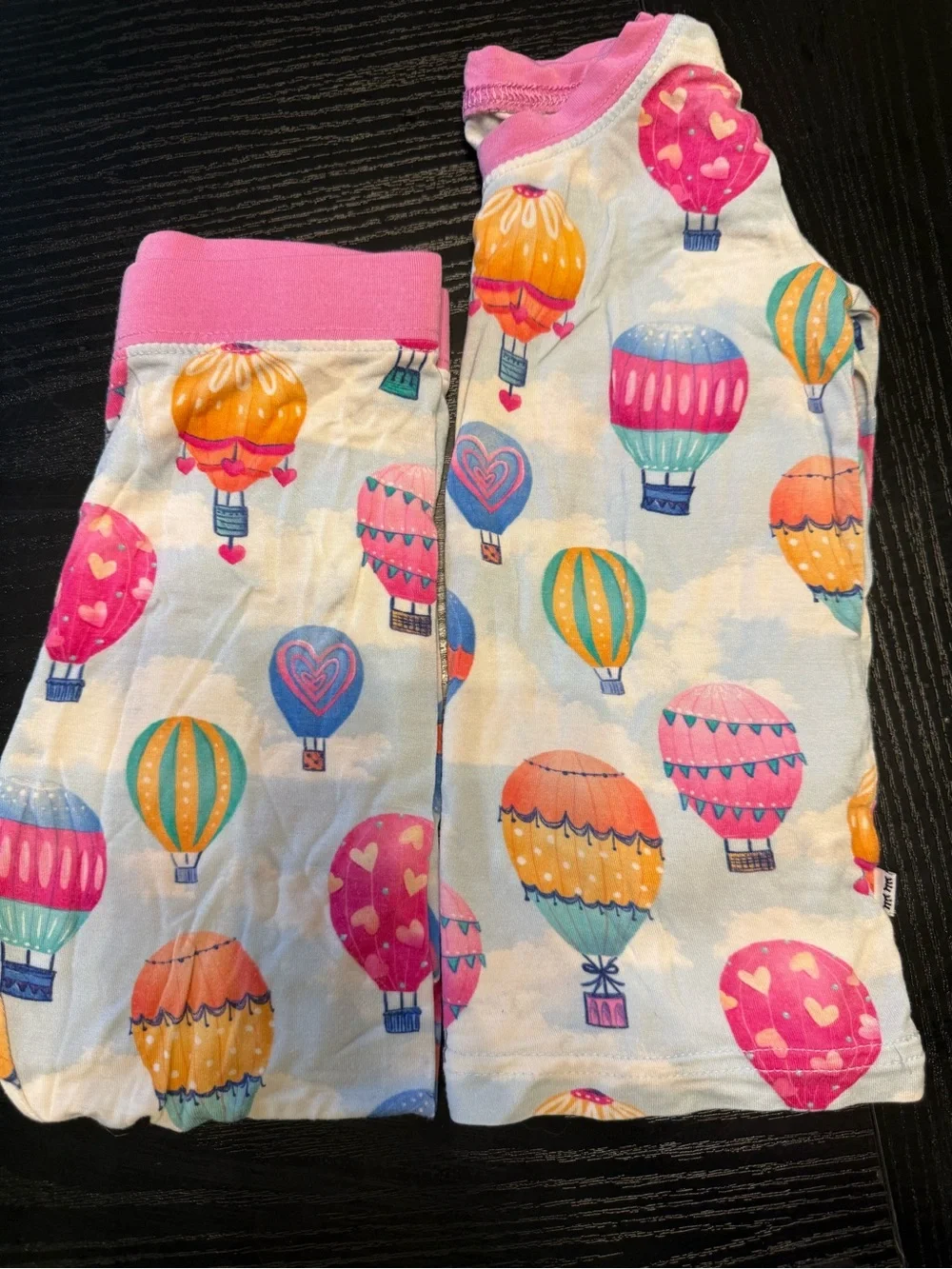 Little Sleepies White Hot Air Balloon Pajama Set with Pink Trim